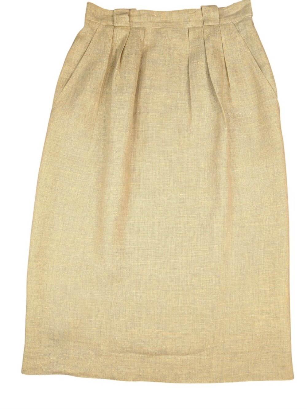 Vintage Anne Klein II Light Yellow Pencil Skirt with Front Pleats. 8 Petite